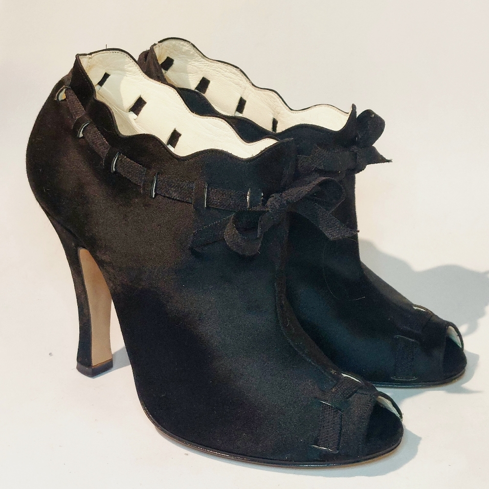RARE Zoraide black ponyskin heeled booties, IT40, immaculate